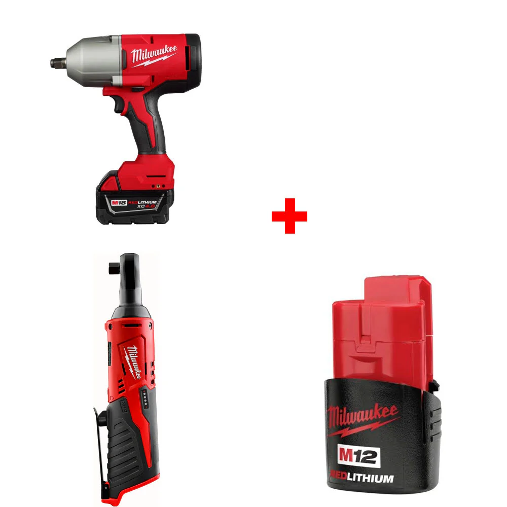 Milwaukee 2666-21B M18 18V Impact Wrench Kit W/ FREE 2457-20 Ratchet & Battery - Moutools