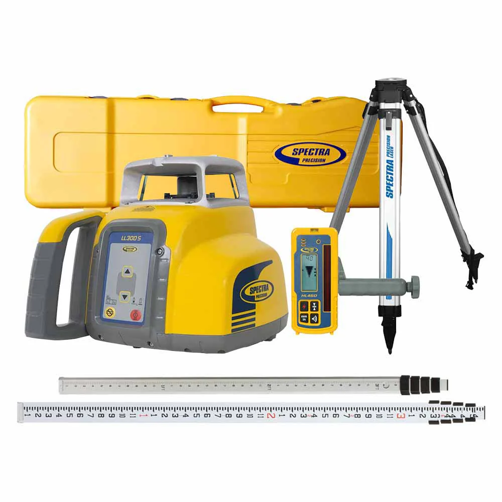 Spectra LL300S-2 Laser Level System Case package with HL450 , tripod & Inches rod - Moutools