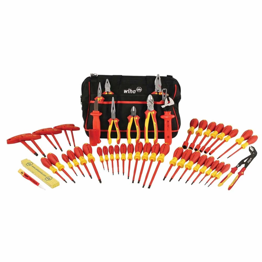 Wiha 32874 50 Piece Master Electrician's Insulated Tool Set In Canvas Tool Bag - Moutools