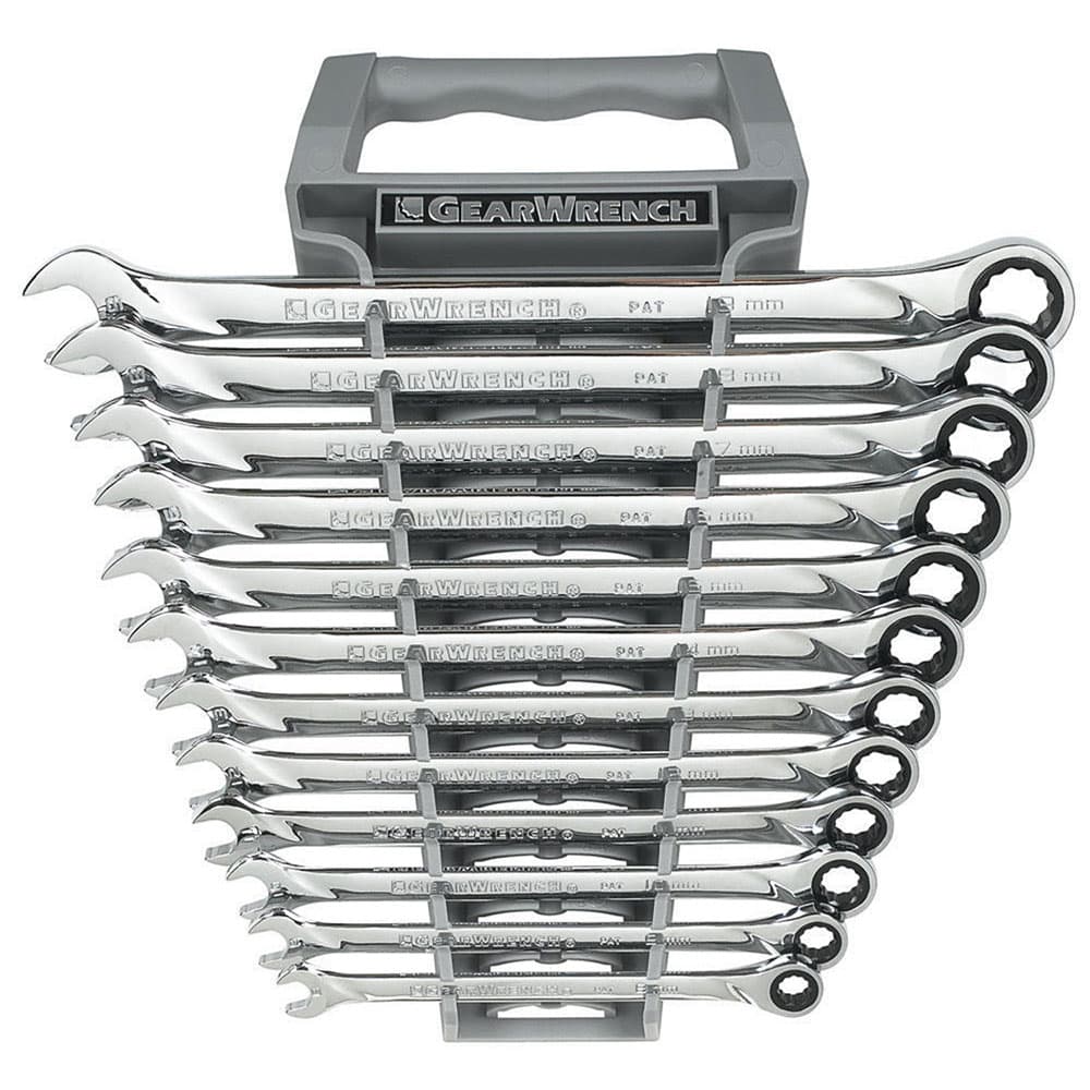 GearWrench 85098 12 Pc. 72-Tooth 12 Point XL Ratcheting Combination Metric Wrench Set - Moutools