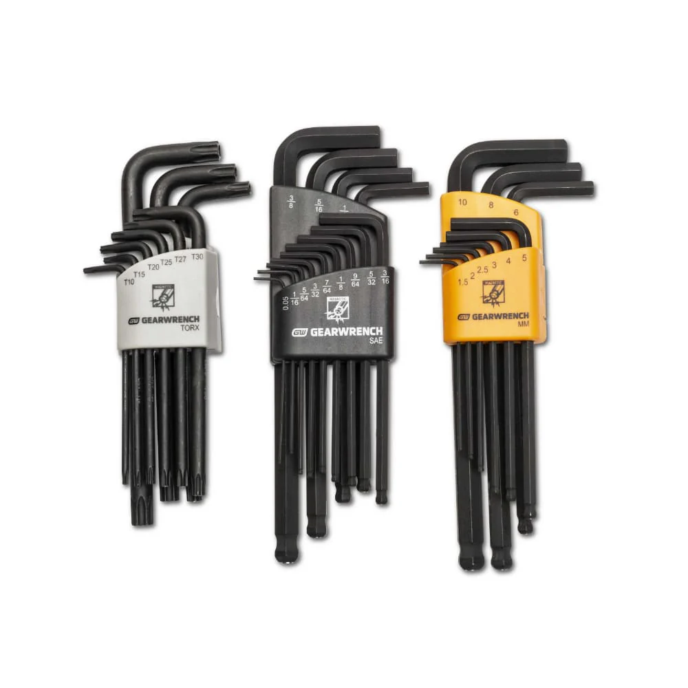 GearWrench 83527 31 Piece Magnetic Long Ball End SAE/Metric/Torx Hex Key Set - Moutools