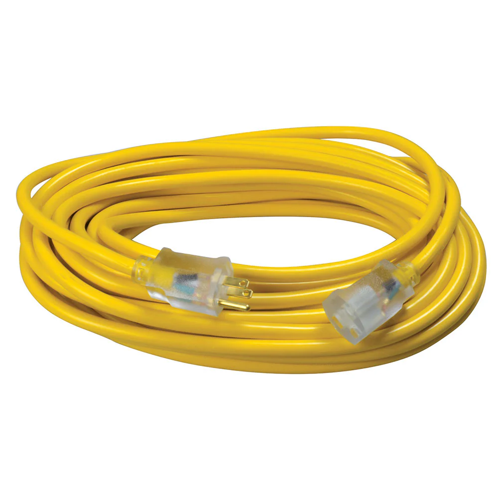 Southwire 2588SW0002 12/3 50' SJTW Yellow Extension Cord with Lighted End - Moutools