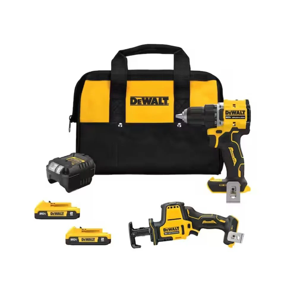 DeWalt DCK208D2 20V Max Lithium-Ion Cordless 2-Tool Combo Kit with (2) Batteries, Charger and Bag - Moutools