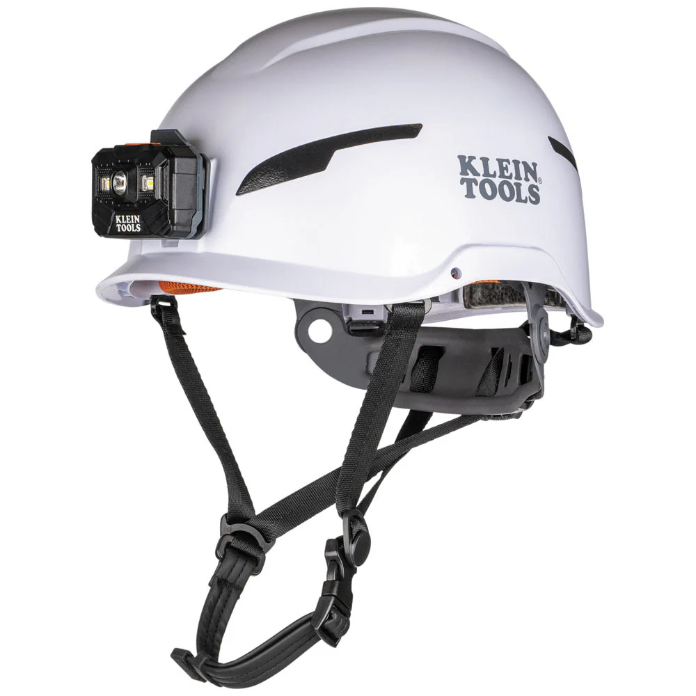 Klein 60525 Safety Helmet, Type-2, Non-Vented Class E, with Rechargeable Headlamp - Moutools