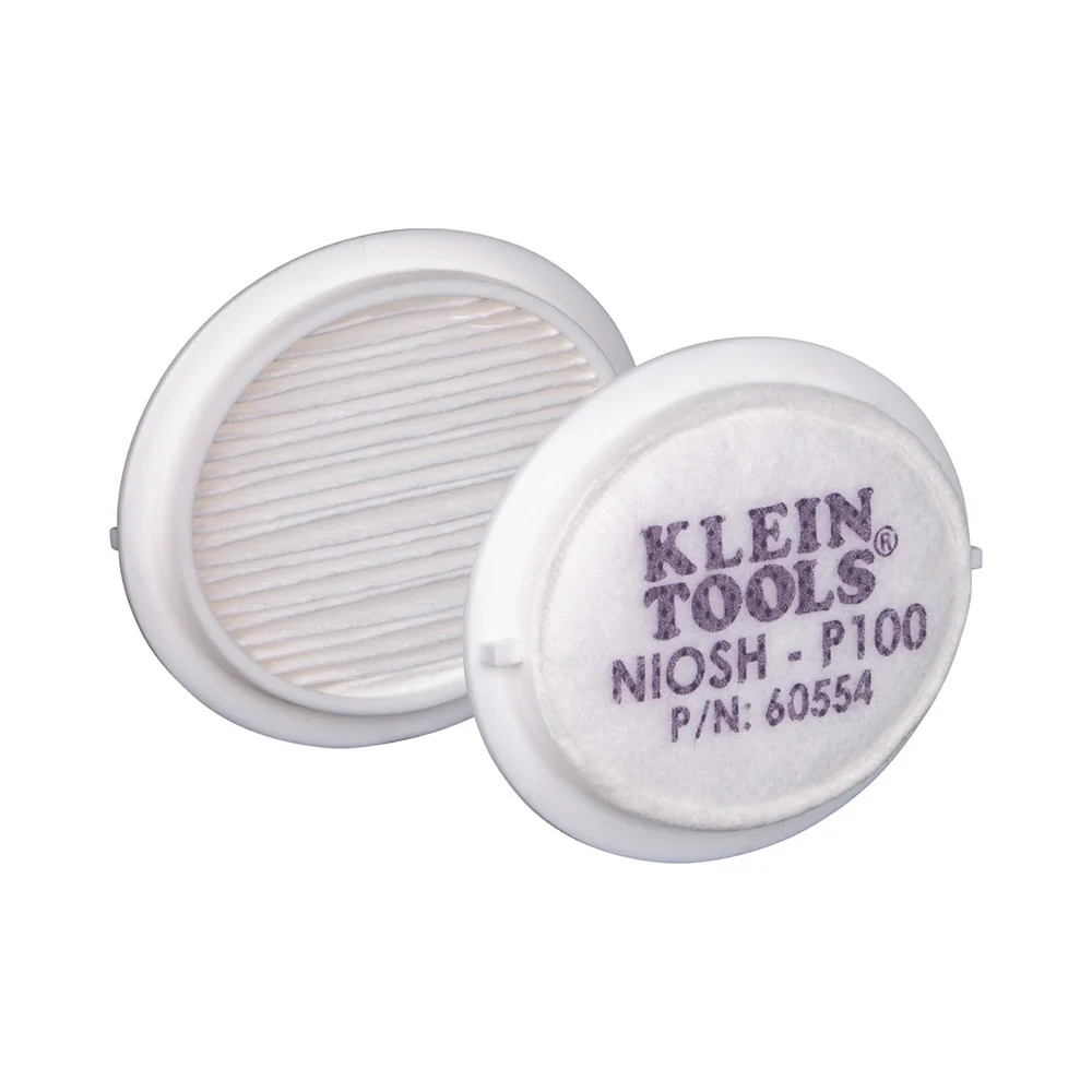 Klein 60554 P100 Half-Mask Respirator Replacement Filters, 2-Pack - Moutools