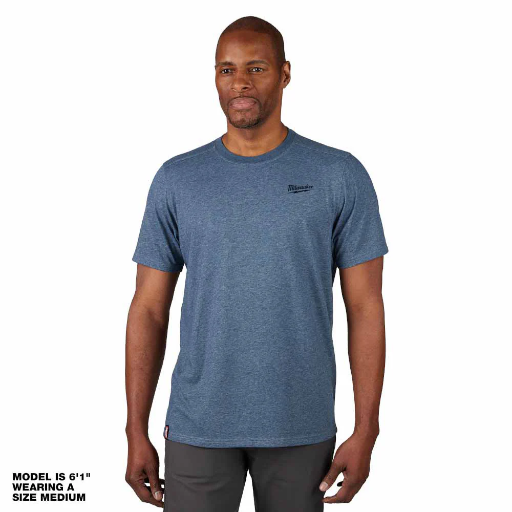 Milwaukee 603BL Hybrid Work Tee - Short Sleeve - Blue - Moutools
