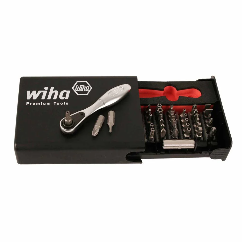 Wiha 71988 39 Piece Security Bit Set with Mini Ratchet - Moutools