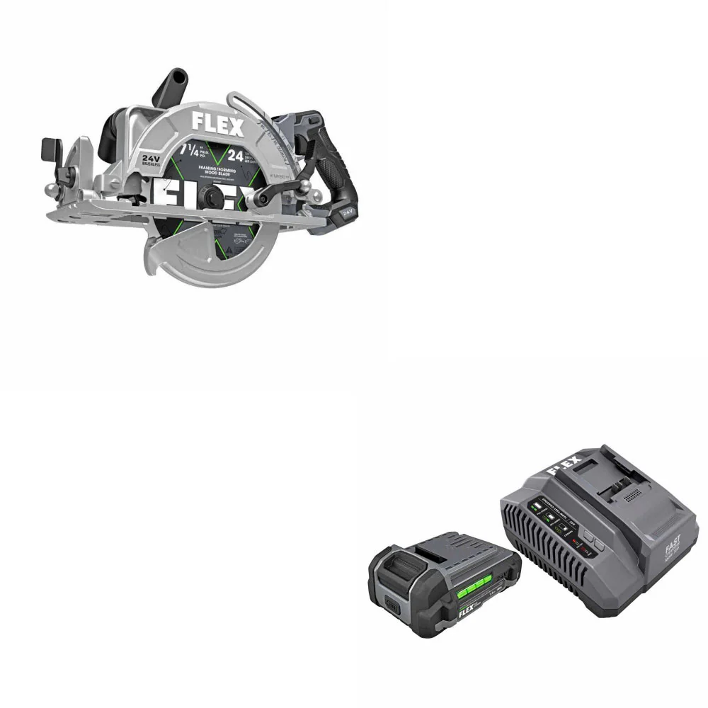 Flex FX2141R-Z 7-1-4 Circular Saw Bare Tool W/ FREE FX0411-1F 3.5Ah Starter Kit - Moutools