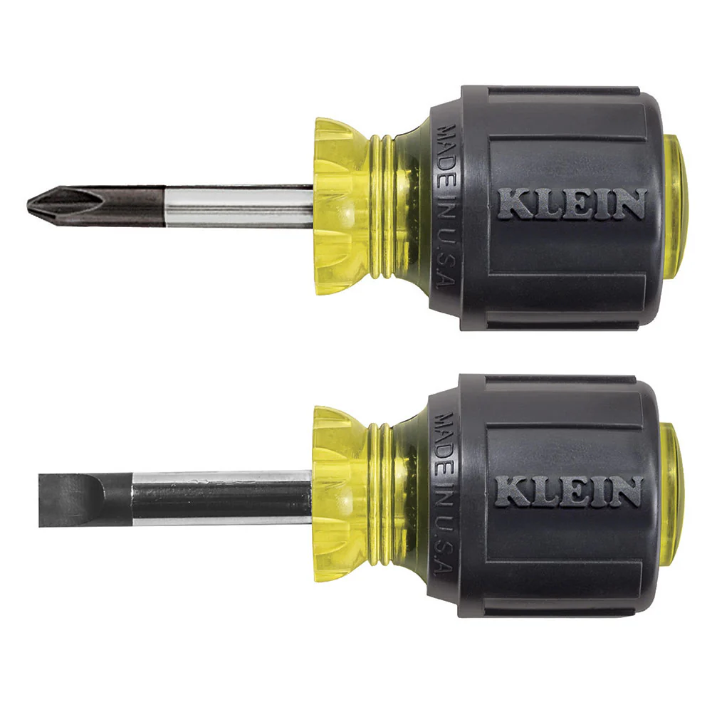Klein 85071 Screwdriver Set, Stubby Slotted and Phillips, 2-Piece - Moutools