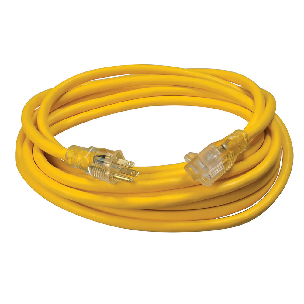 Southwire 2587SW8802 12/3 25' SJTW Yellow Extension Cord with Lighted End - Moutools