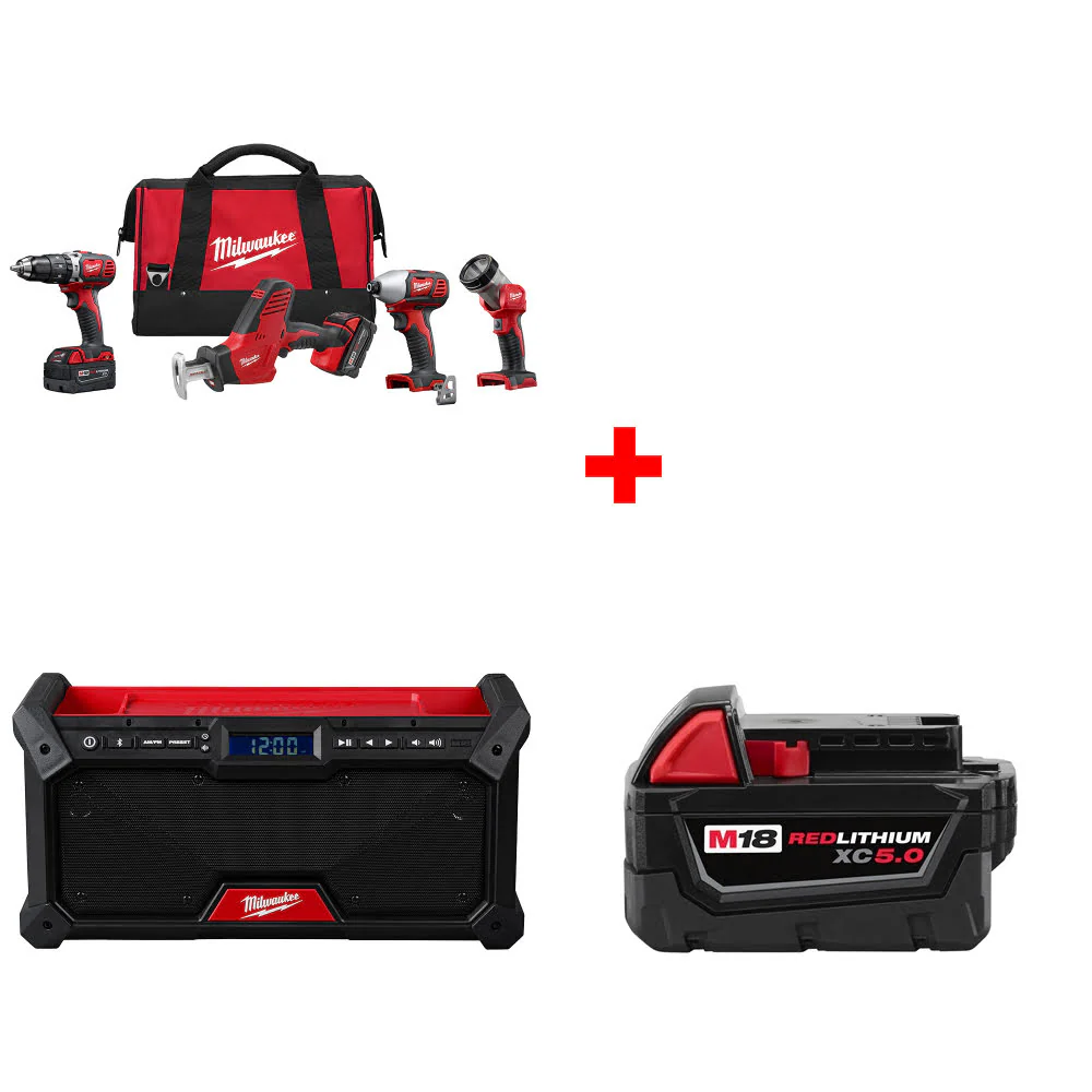 Milwaukee 2695-24 M18 4-Tool Combo Kit W/ FREE 2952-20 M18 Radio & Battery Pack - Moutools