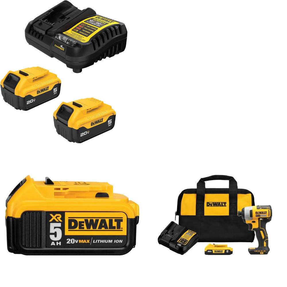 DeWalt DCB205-2C 20V Starter Kit W/ DCB205 20V Battery Pack & Impact Driver Kit - Moutools