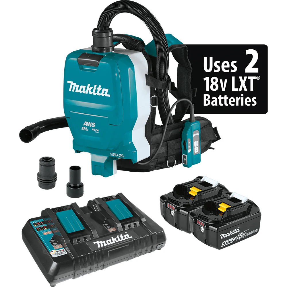 Makita XCV10PTX 18V X2 LXT 1/2 Gallon Backpack Dry Dust Extractor Kit - Moutools