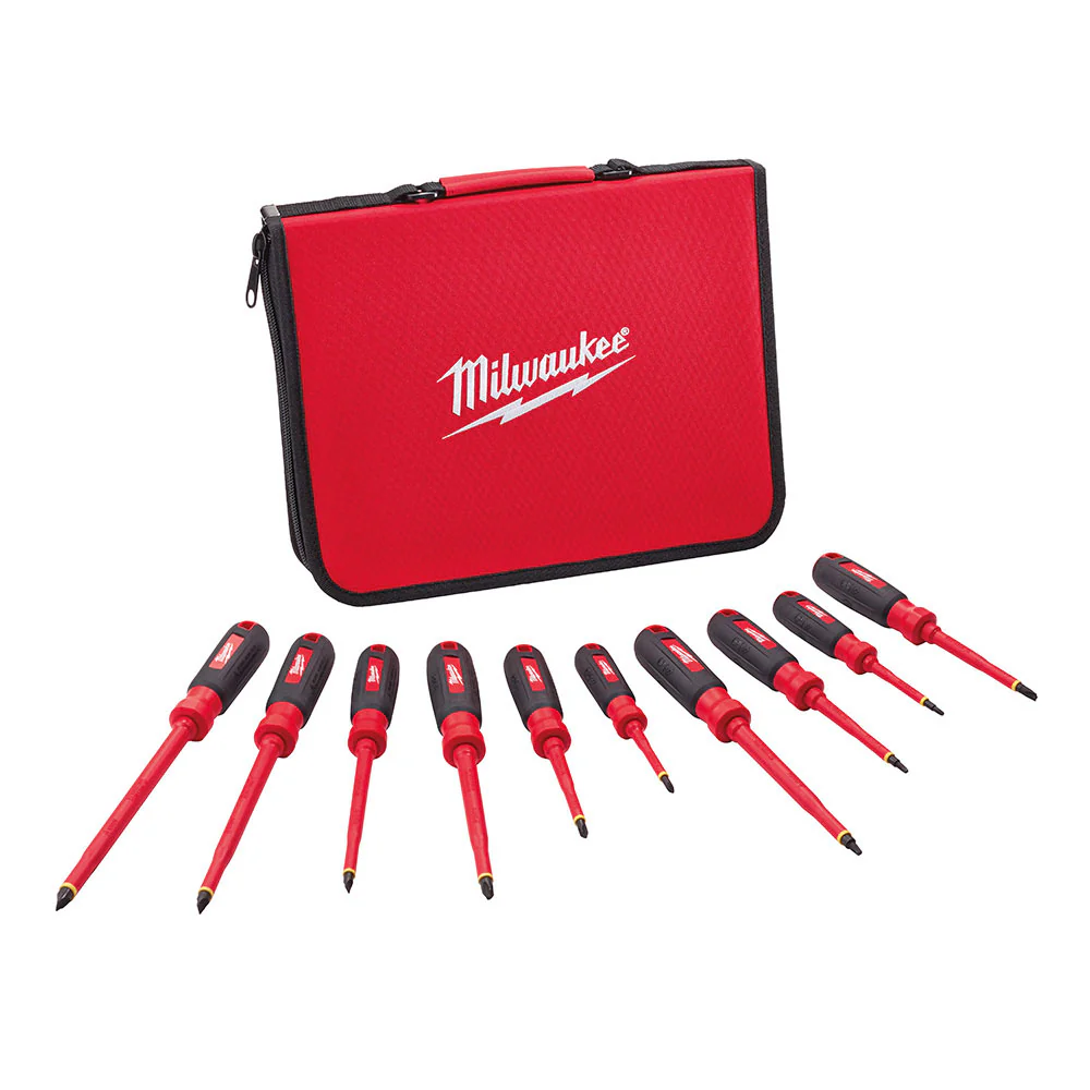 Milwaukee 48-22-2210 10PC 1000V Insulated Screwdriver Set w/ EVA Foam Case - Moutools