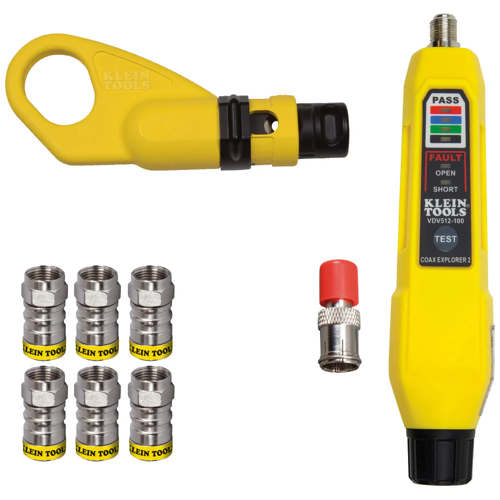 Klein Tools VDV002-820 Coax Push-On Connector Installation and Test Kit - Moutools
