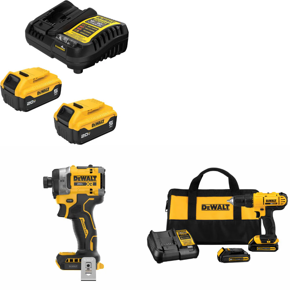 DeWalt DCB205-2C 20V MAX Starter Kit W/ DCF860B Impact Driver & Drill/Driver Kit - Moutools
