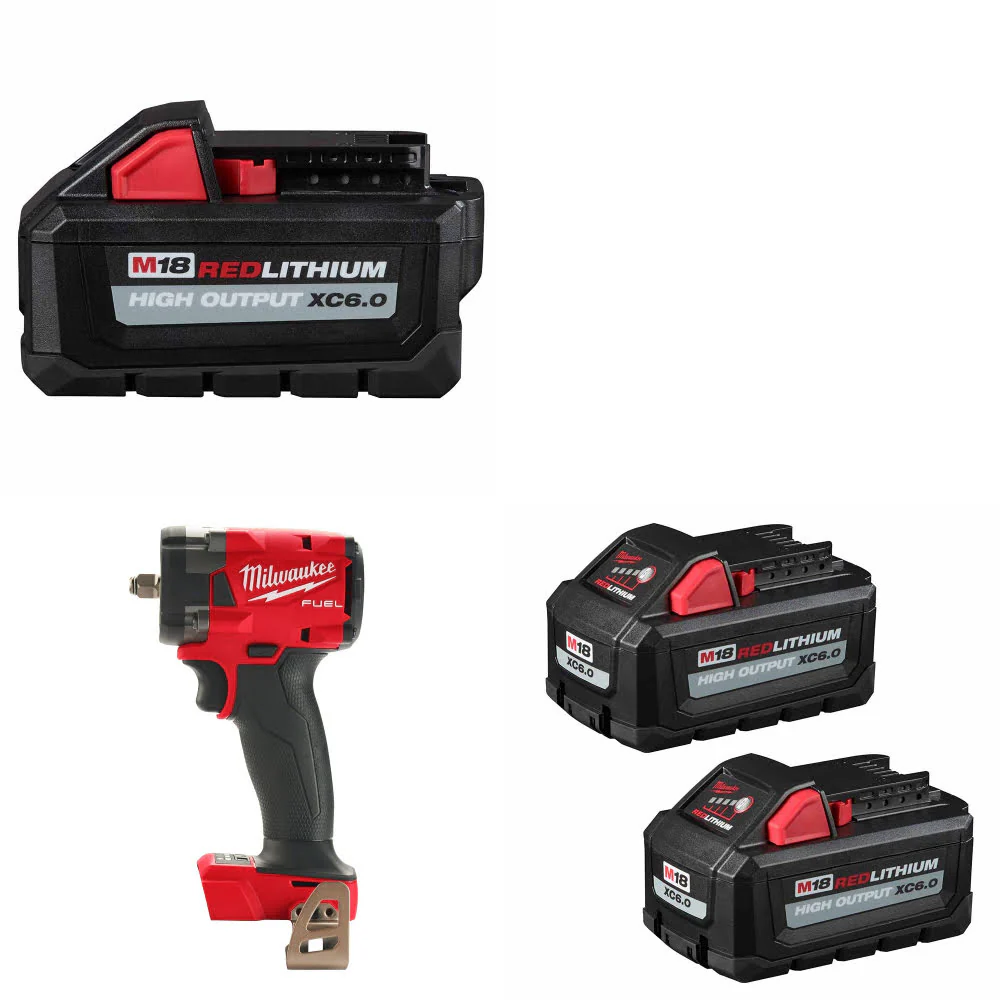 Milwaukee 48-11-1865 M18 Battery Pack W/ M18 Impact Wrench & FREE Battery-2Pk - Moutools