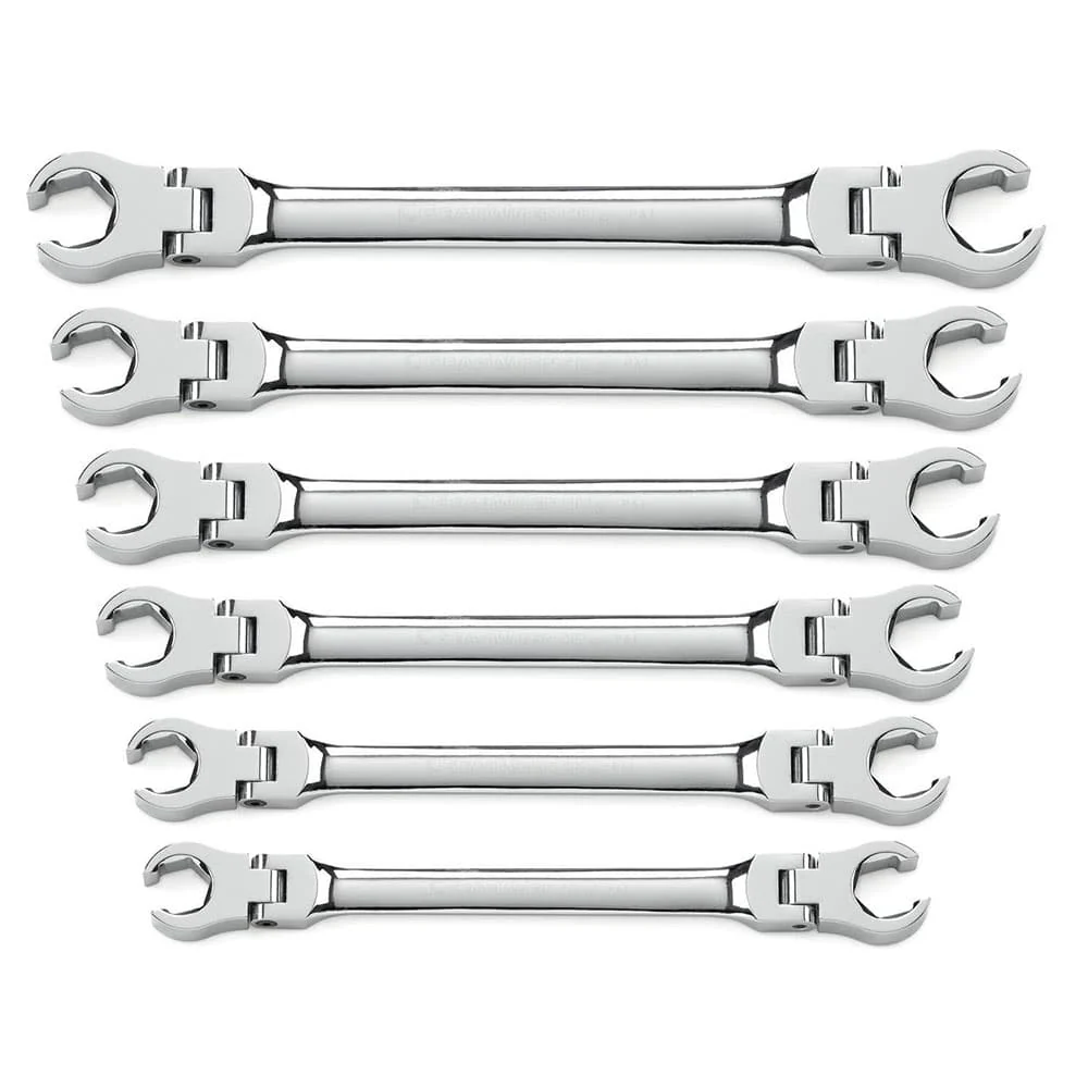 GearWrench 81911D 6 Pc. Flex Head Flare Nut Metric Wrench Set - Moutools