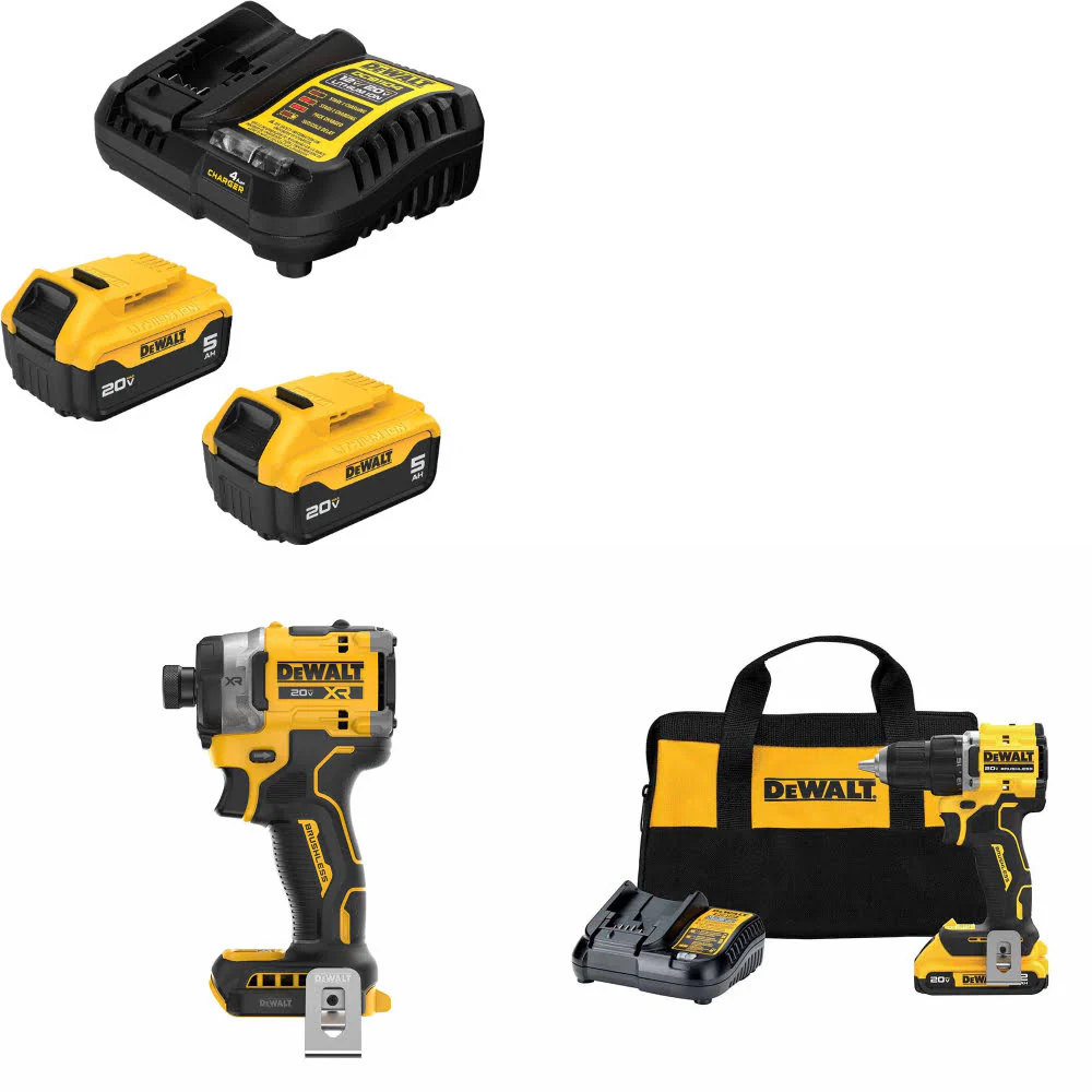 DeWalt DCB205-2C 20V MAX Starter Kit W/ DCF860B Impact Driver & Drill/Driver Kit - Moutools