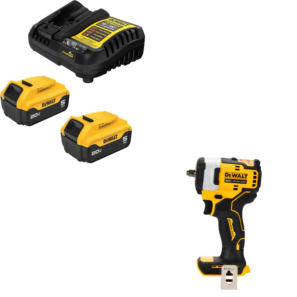 DeWalt DCB205-2C 20V MAX XR Starter Kit W/ FREE DCF913B 20V MAX Impact Wrench - Moutools