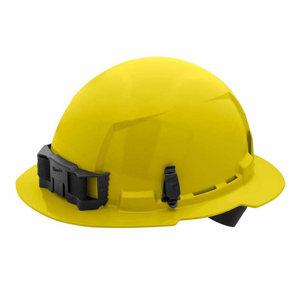 Milwaukee 48-73-1103 Yellow Full Brim Hard Hat with 4PT Ratcheting Suspension – Type 1 Class E - Moutools