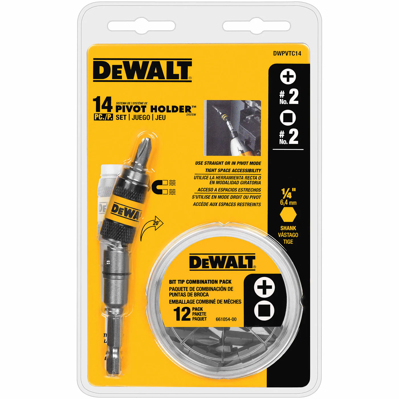 DeWalt DWPVTC14 14 Piece Pivot Holder Screwdriver Set - Moutools