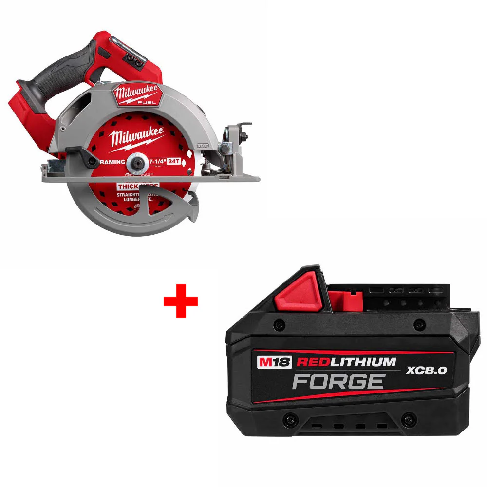 Milwaukee 2834-20 M18 FUEL Circ Saw, Bare W/ FREE 48-11-1881 M18 Battery Pack - Moutools