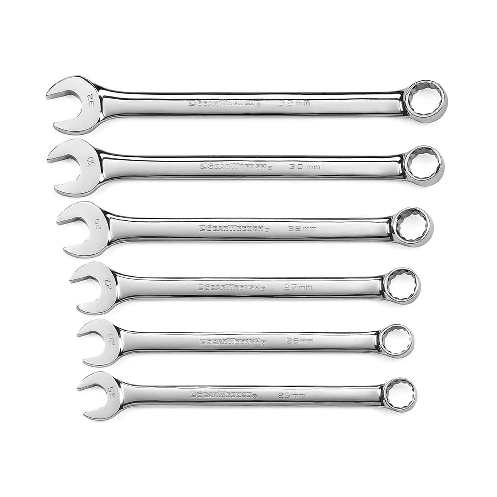 GearWrench 81922 6 Pc. Metric 12 Point Long Pattern Combination Wrench Set - Moutools