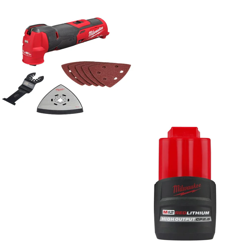 Milwaukee 2526-20 M12 FUEL Multi-Tool w/ FREE 48-11-2425 M12 CP2.5 Battery Pack - Moutools