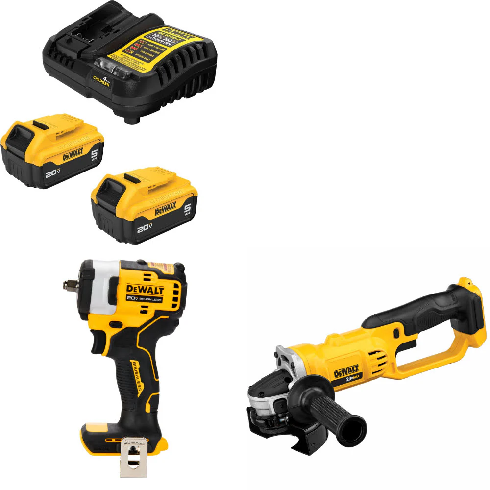 DeWalt DCB205-2C 20V Starter Kit W/ DCF913B 20V Impact Wrench & Cut-Off Tool - Moutools