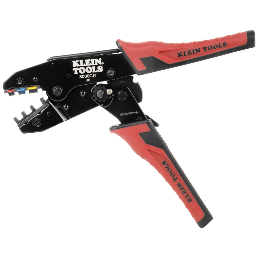Klein 3007CR Ratcheting Heat Shrink Terminal Crimper, 10 to 22 AWG Wire - Moutools