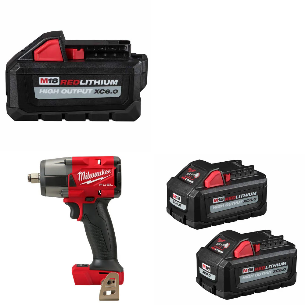 Milwaukee 48-11-1865 M18 Battery Pack W/ M18 Impact Wrench & FREE Battery-2Pk - Moutools