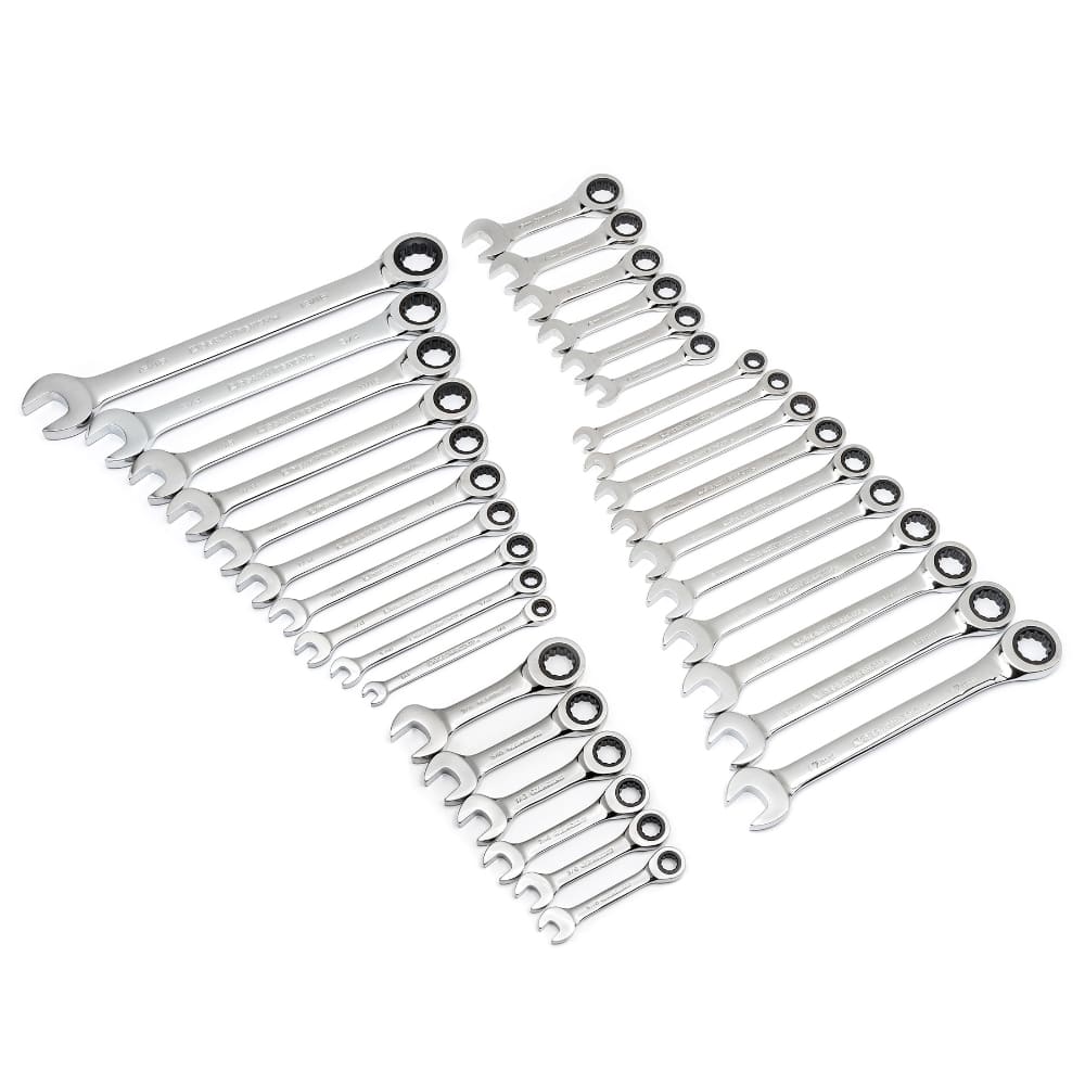 GearWrench 39327 SAE/Metric 72-Tooth Combination Ratcheting Wrench Tool Set (32-Piece) - Moutools