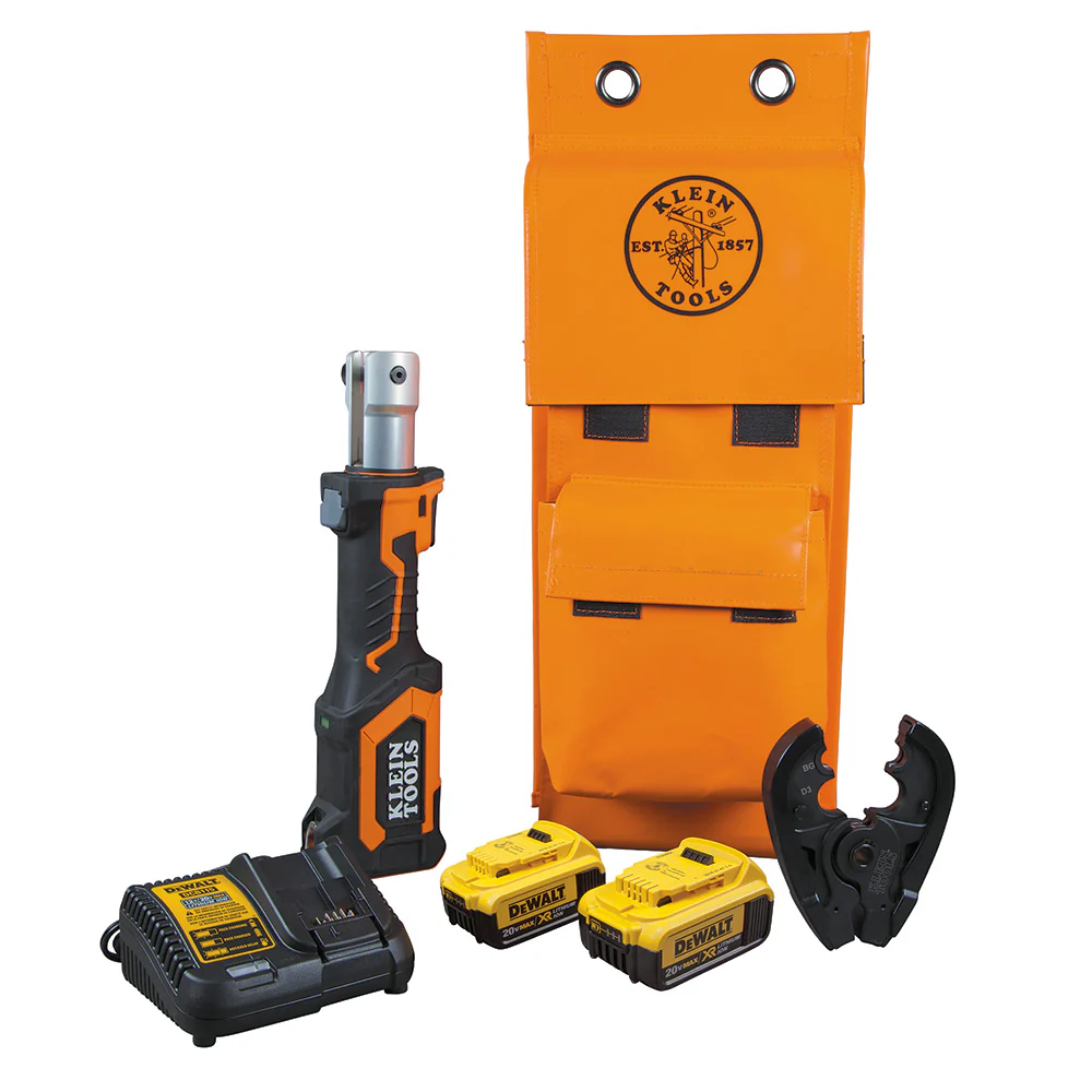 Klein BAT207T14H Battery-Operated Crimper, BG Die/D3 Groove, 4 Ah - Moutools