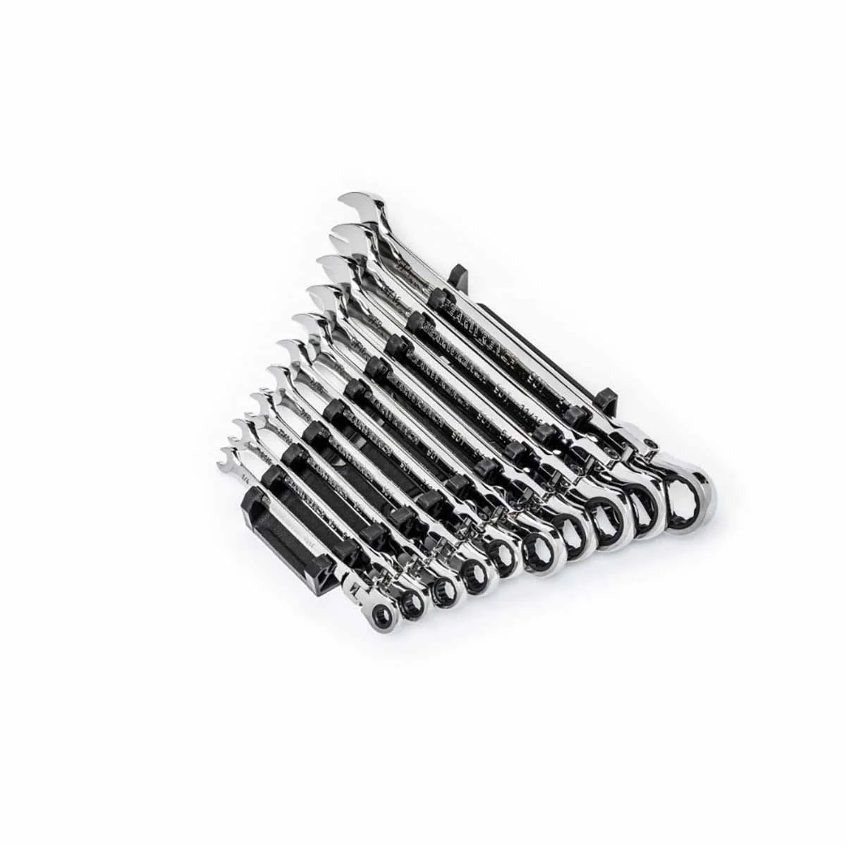 GearWrench 86758 10 Pc. 90-Tooth 12 Point Flex Head Ratcheting Combination SAE Wrench Set - Moutools