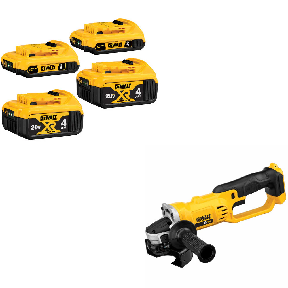 DeWalt DCB324-4 20V MAX Battery 4-Pack W/ FREE DCG412B 20V MAX Cut-Off Tool - Moutools