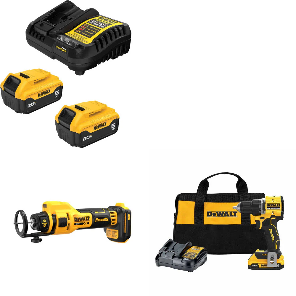DeWalt DCB205-2C 20V Starter Kit W/ DCE555B 20V Cut-Out Tool & Drill/Driver Kit - Moutools