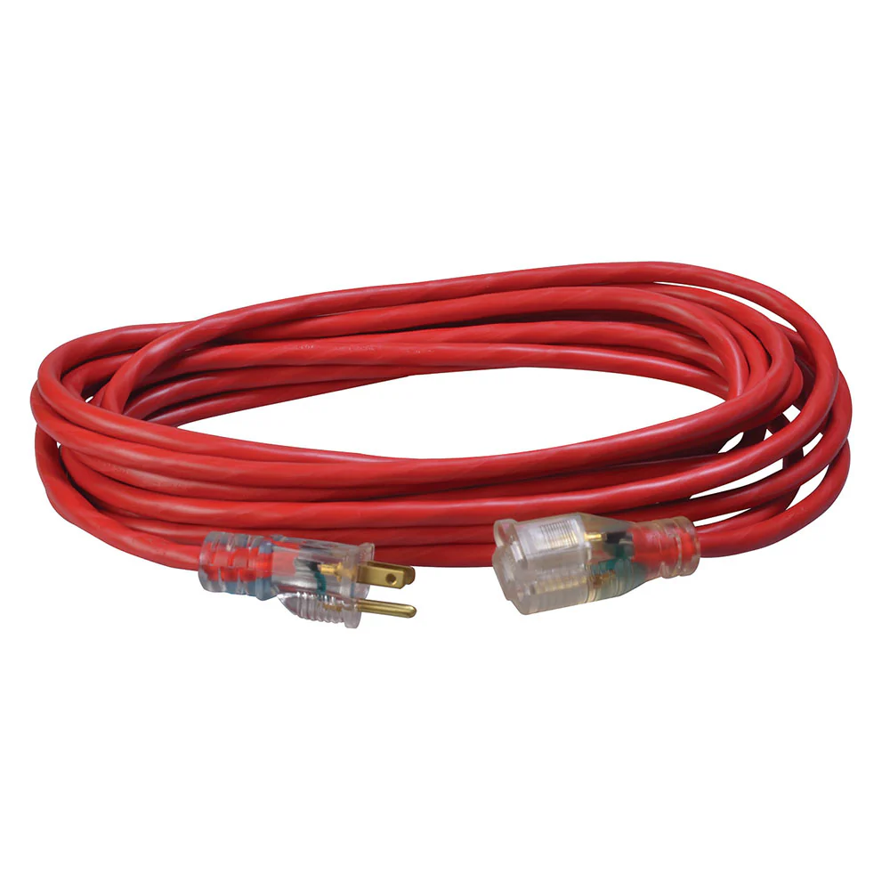 Southwire 2487SW8804 14/3 25' SJTW Red Extension Cord with Lighted End - Moutools