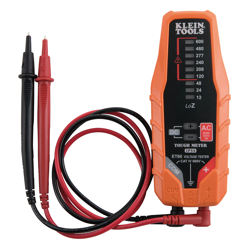 Klein ET60 Electronic AC/DC Voltage Tester, 12 to 600V - Moutools