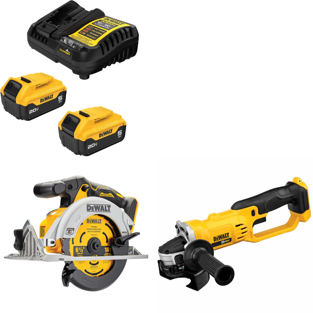 DeWalt DCB205-2C 20V MAX Starter Kit W/ DCS565B 20V Circ Saw & Cut-Off Tool - Moutools