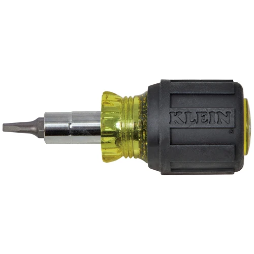 Klein Tools 32562 Multi-Bit Screwdriver / Nut Driver, 6-in-1, Stubby, Ph, Sl, Sq Bits - Moutools