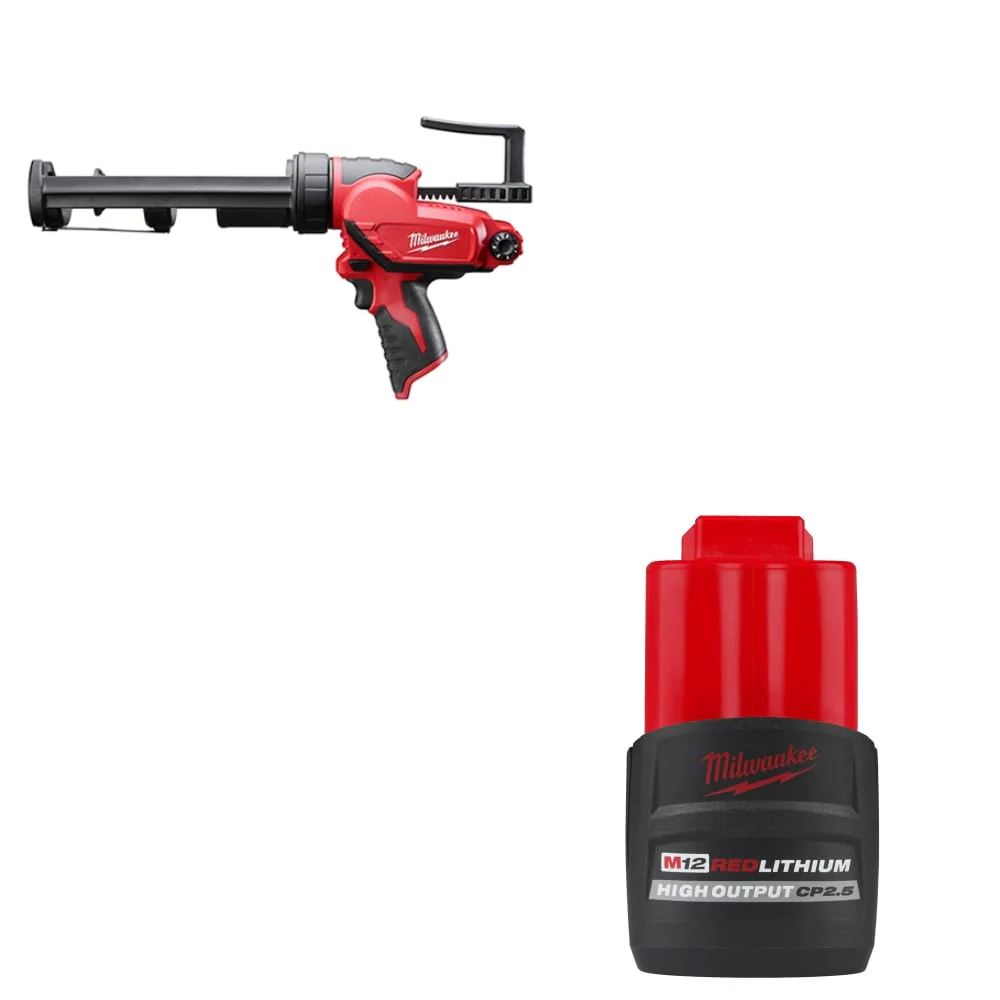 Milwaukee 2441-20 M12 Caulk and Adhesive Gun w/ FREE 48-11-2425 Battery Pack - Moutools
