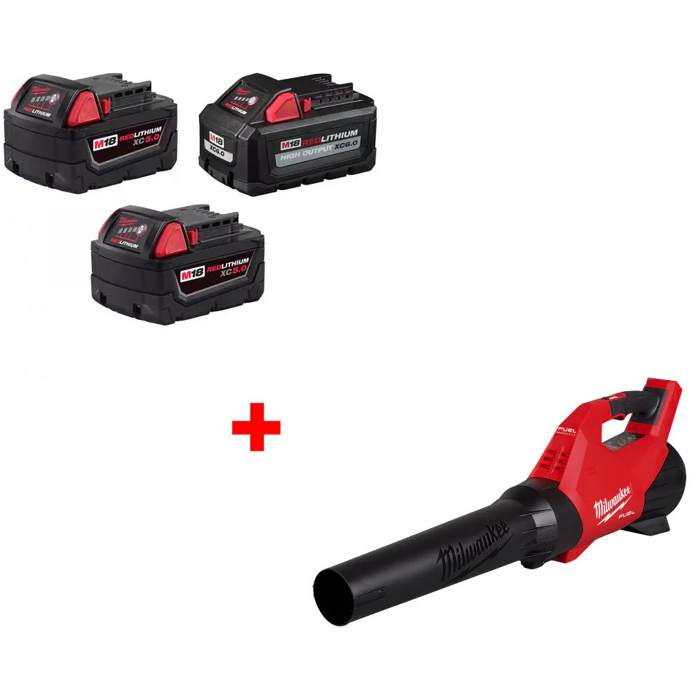Milwaukee 48-11-1856 M18 18V Battery 3-Pack W/ FREE 3017-20 M18 FUEL Blower - Moutools