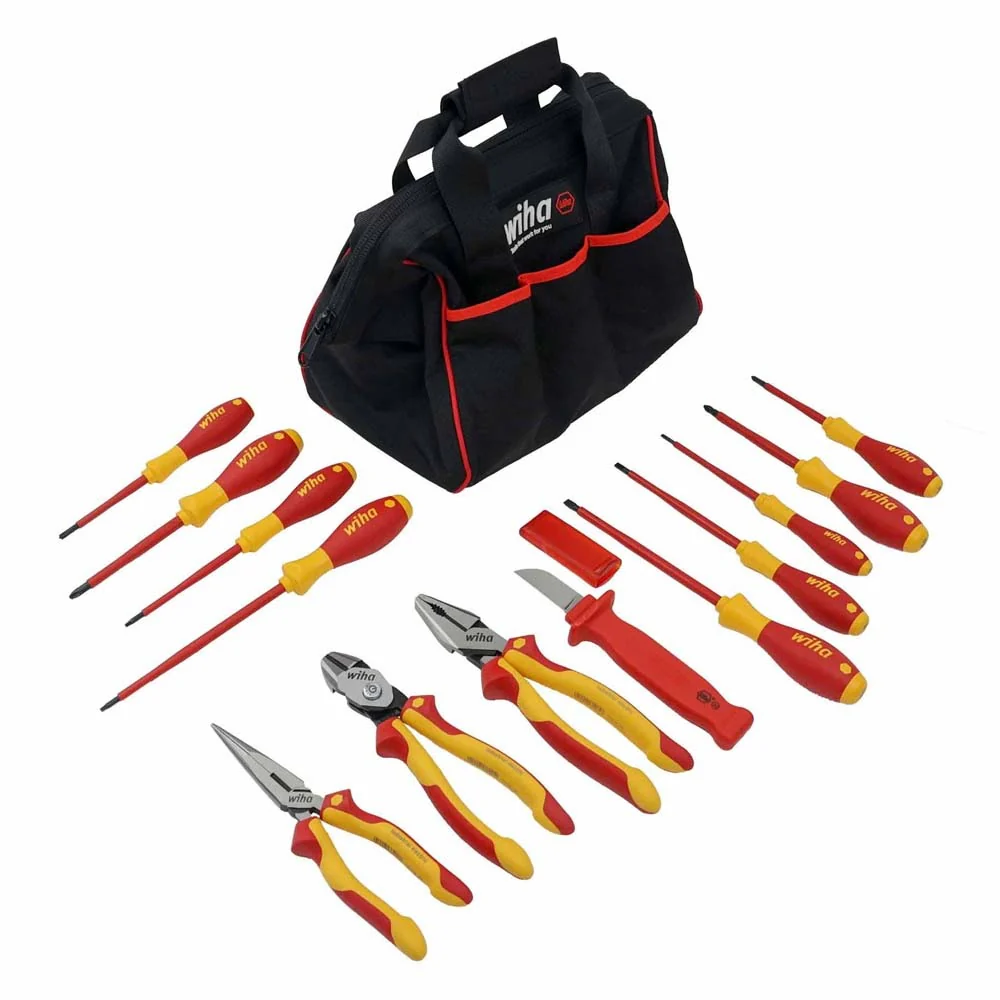 Wiha 32878 14 Piece Master Electrician's Insulated Tool Set in Canvas Tool Bag - Moutools