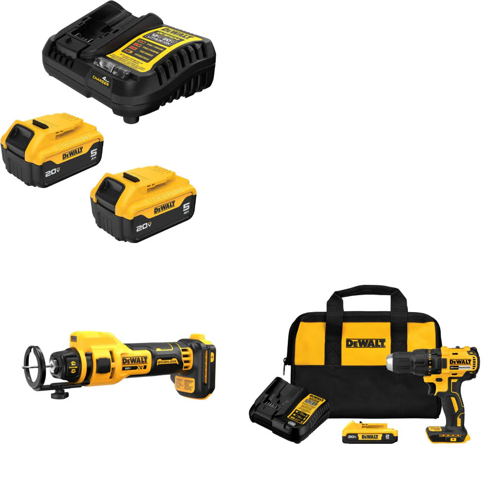 DeWalt DCB205-2C 20V Starter Kit W/ DCE555B 20V Cut-Out Tool & Drill/Driver Kit - Moutools
