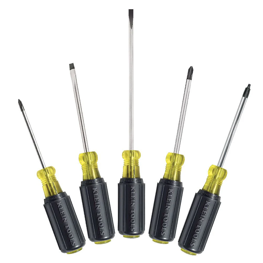 Klein 85445 Screwdriver Set, Slotted, Phillips and Square, 5-Piece - Moutools