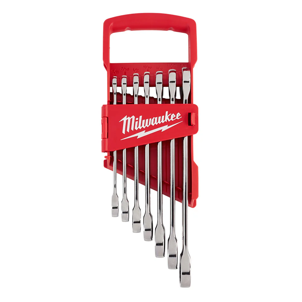 Milwaukee 48-22-9406 7 Piece Ratcheting Combination Wrench Set - SAE - Moutools