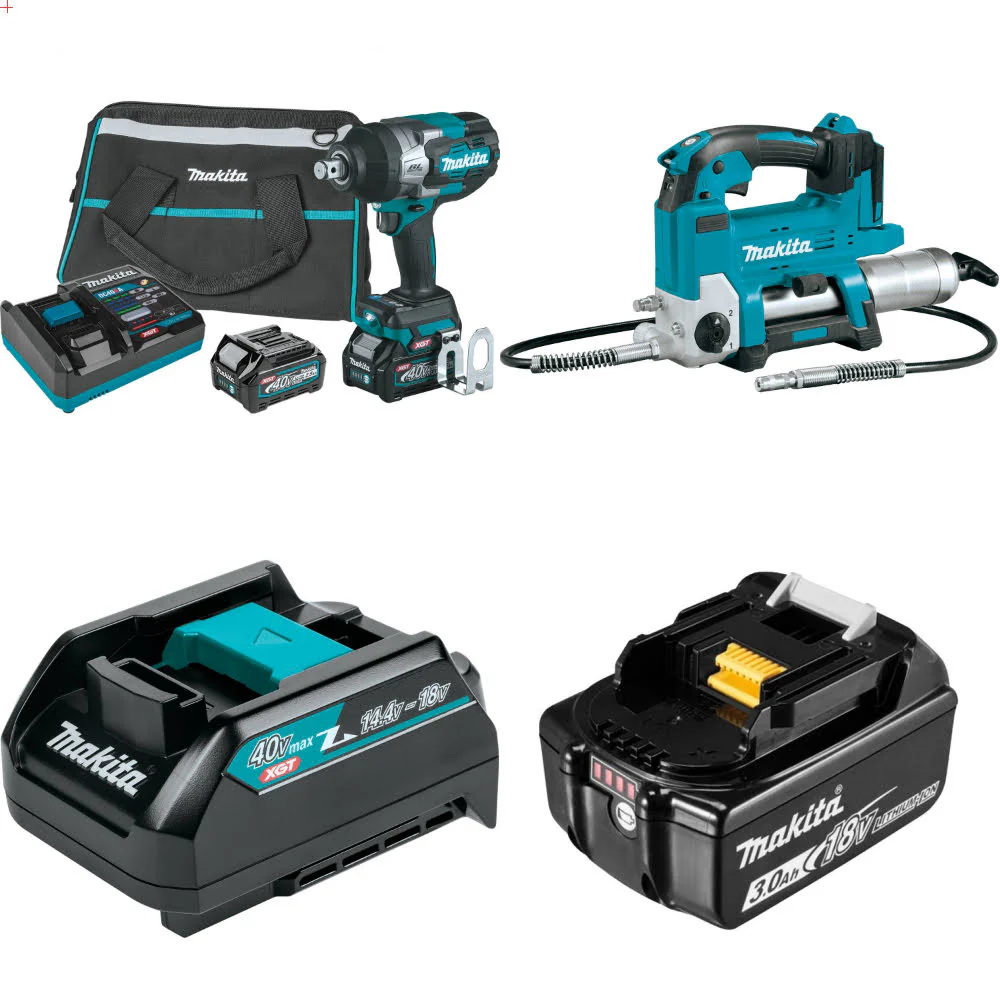 Makita GWT01D 40V max XGT Impact Wrench Kit W/ FREE Gun, Adapters & 3Ah Battery - Moutools