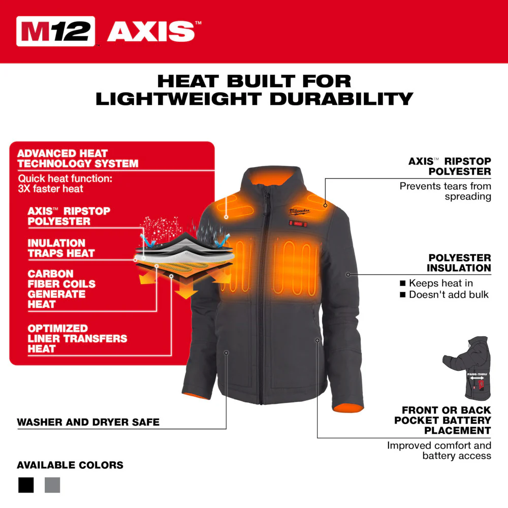Milwaukee 234G-21 M12 Women's Heated AXIS Jacket Kit Gray - Moutools