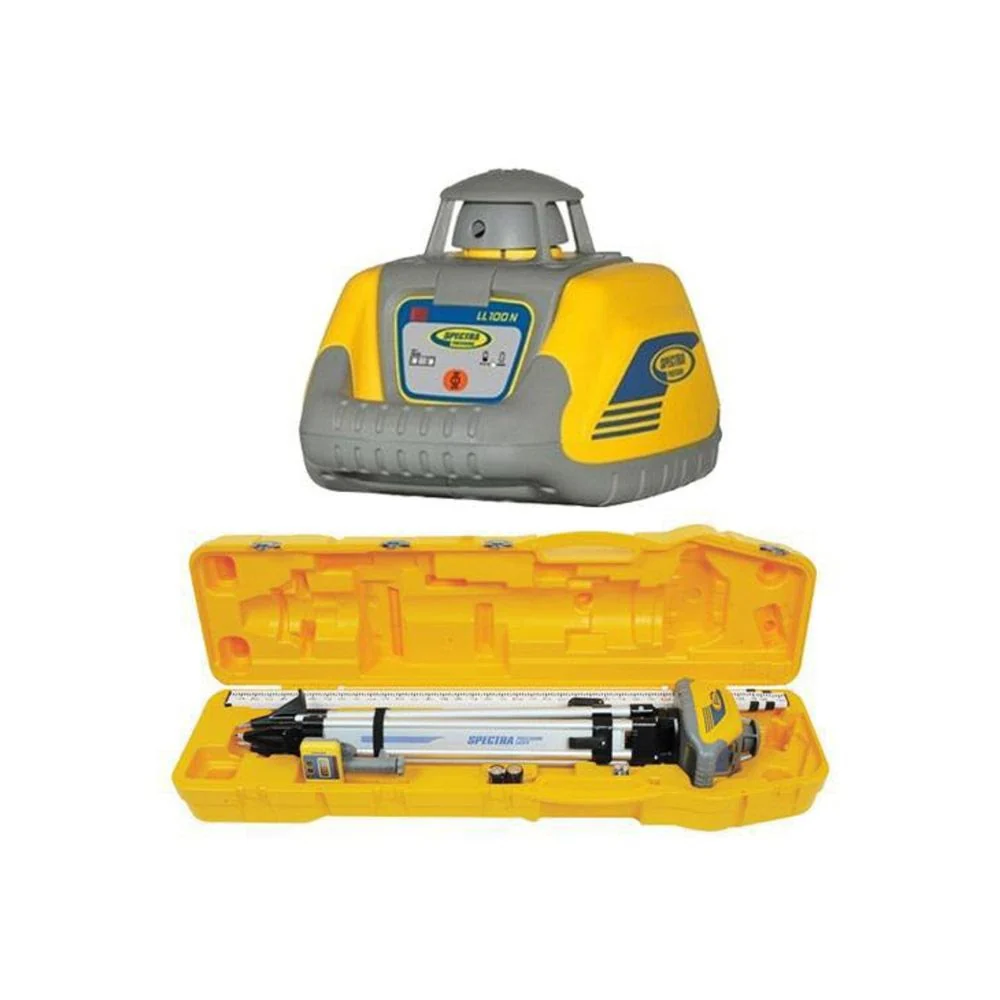 Spectra LL100N-2 LL100N Self Leveling Rotary Laser with HR320 Receiver Tripod & 15' Grade Rod (Inches) - Moutools